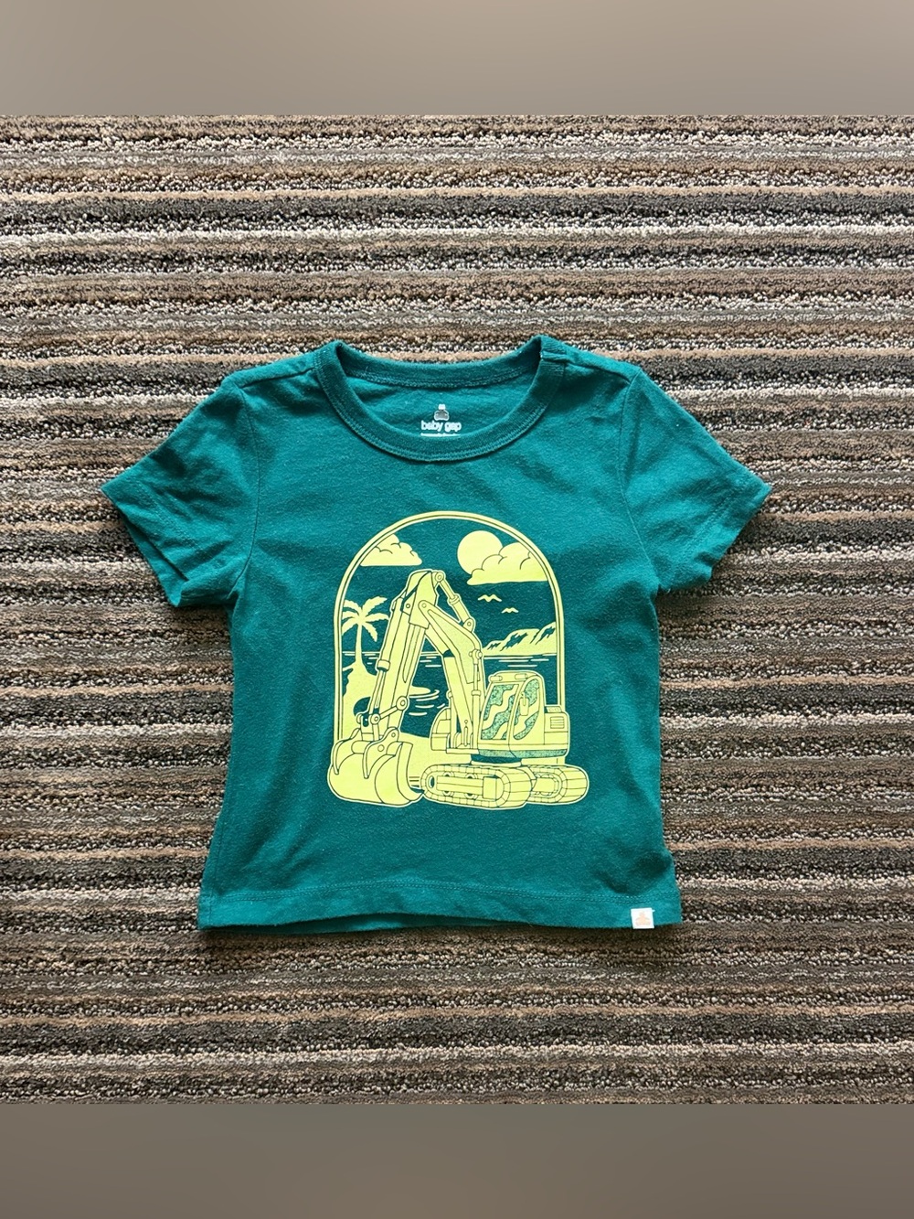 GAP Teal Short-Sleeve Tee with Yellow Excavator Graphic